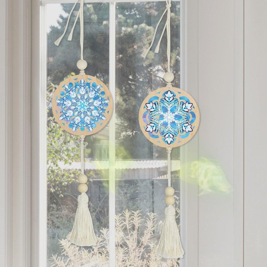 Shimmer Snowflakes Wooden Suncatcher Set (2 Pieces)-Special-DiamondArt.ca