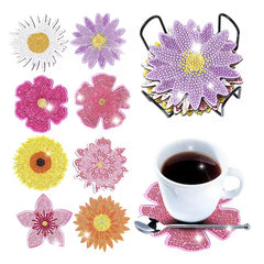 Shimmering Blooms Coaster Set (8 pieces)-Special-DiamondArt.ca