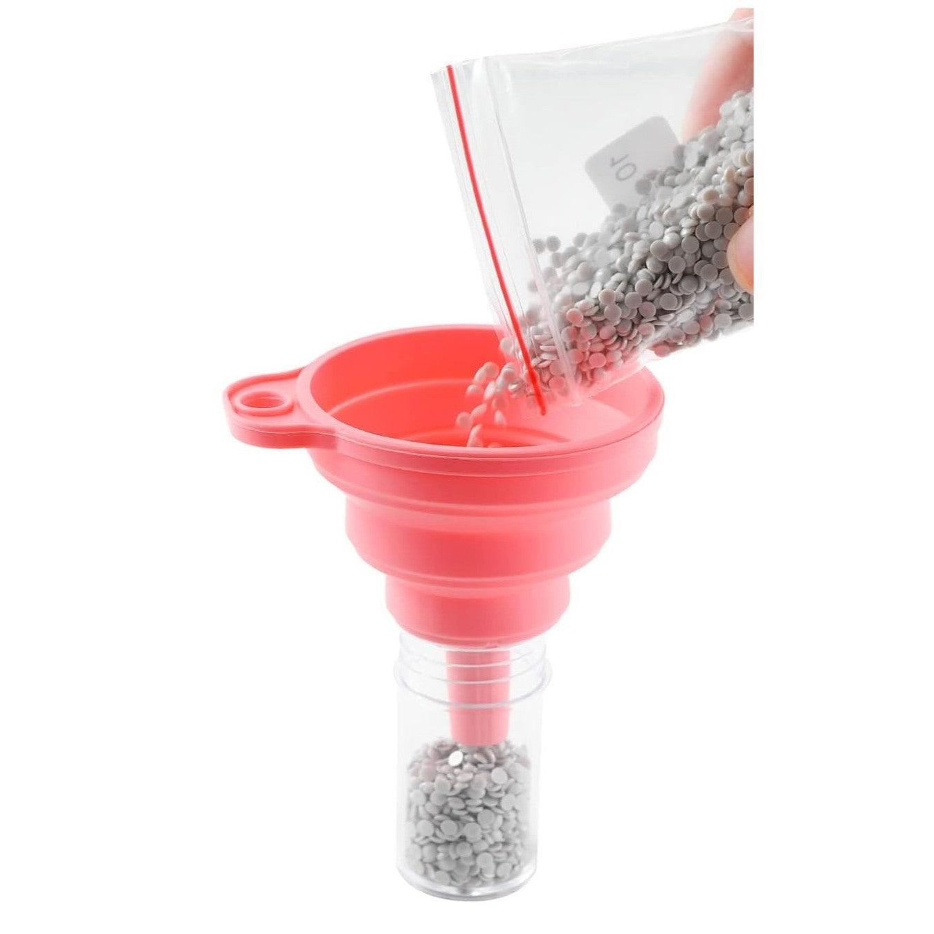 Collapsible Silicone Funnel-Blue-DiamondArt.ca