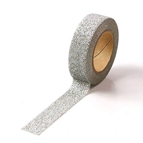 Silver Glitter Washi Tape (1 Roll)-1 Roll-DiamondArt.ca
