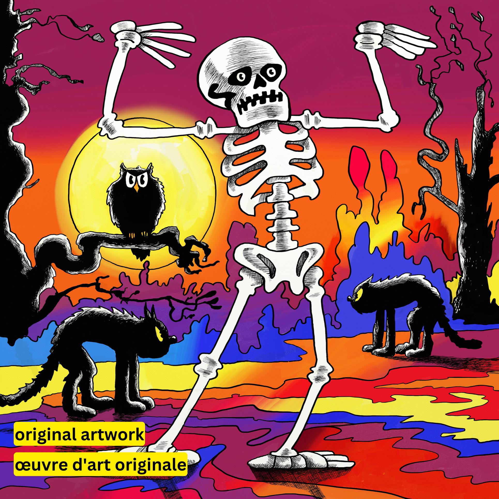 Skeleton Dance by Howie Green-40x40cm-Round-DiamondArt.ca