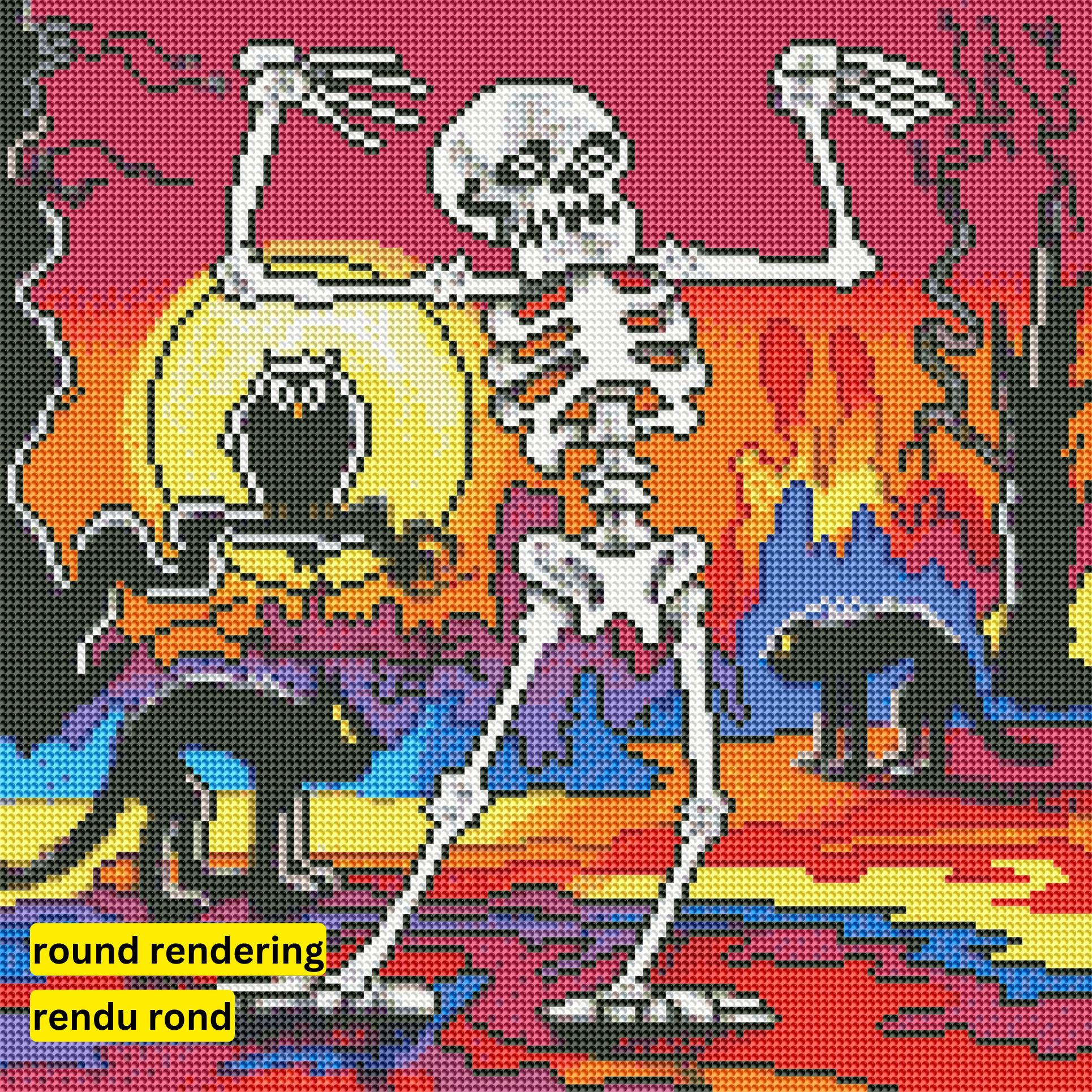 Skeleton Dance by Howie Green-40x40cm-Round-DiamondArt.ca