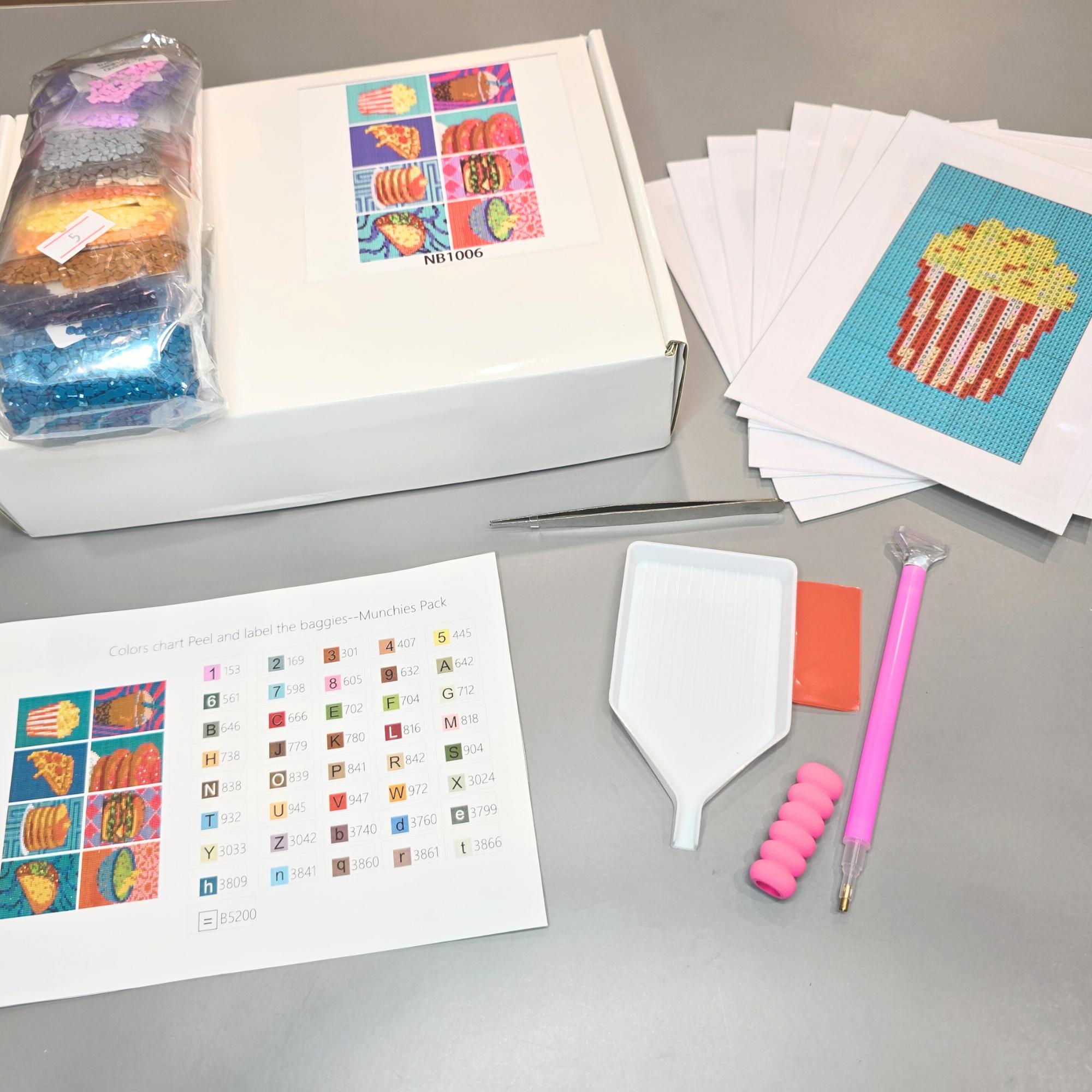 Snack Attack Sparkle Minis 8 Canvas Kit-Square-DiamondArt.ca