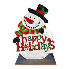 Snowman Wooden Tabletop Decoration-Snowman-DiamondArt.ca