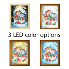 Snowy Friends LED Shadow Box Frame-Special-DiamondArt.ca