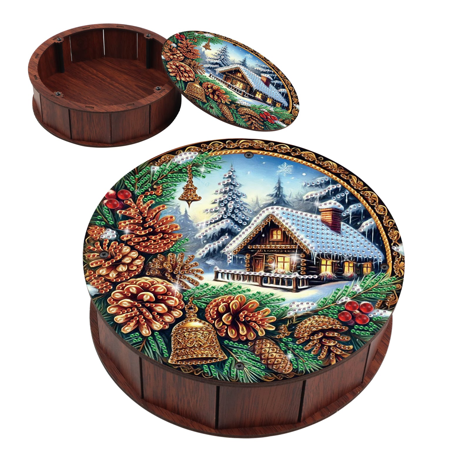 Snowy Retreat Faux Wood Keepsake Box-Special-DiamondArt.ca