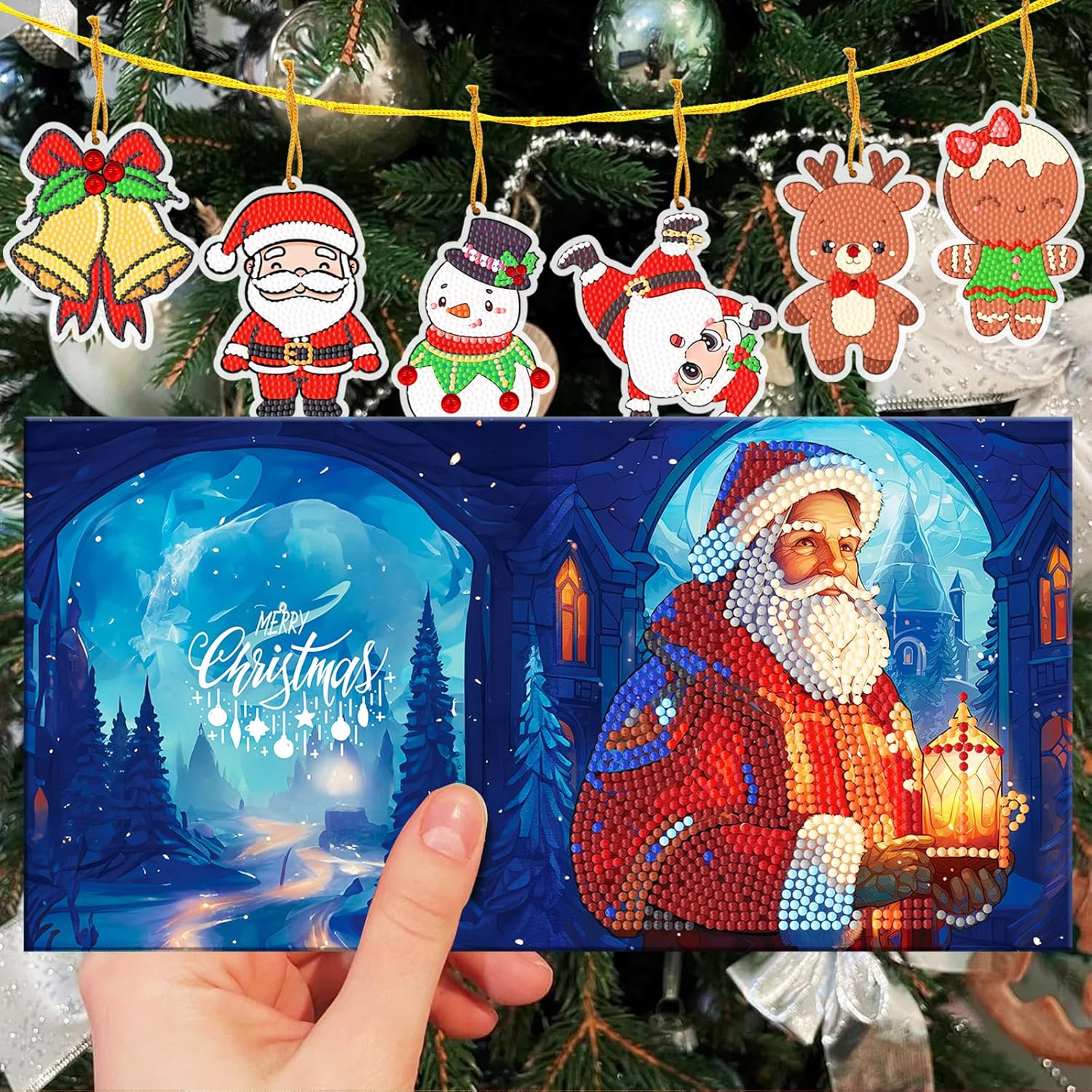 Sparkle Holiday Combo: 8 Christmas Cards & 12 Ornaments-Special-DiamondArt.ca