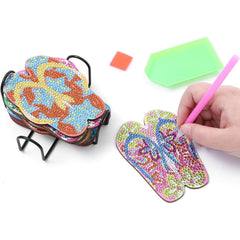 Sparkle Steps Flip-Flop Coaster Set (10 pieces)-Special-DiamondArt.ca