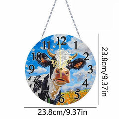 Sparkle Moo Cow Wooden Clock-Special-DiamondArt.ca