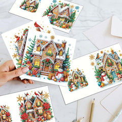 Sparkling Holiday Houses Christmas Card Set (6 Pack)-Special-DiamondArt.ca