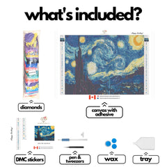 Starry Night by Vincent van Gogh-30x40cm-Round-DiamondArt.ca