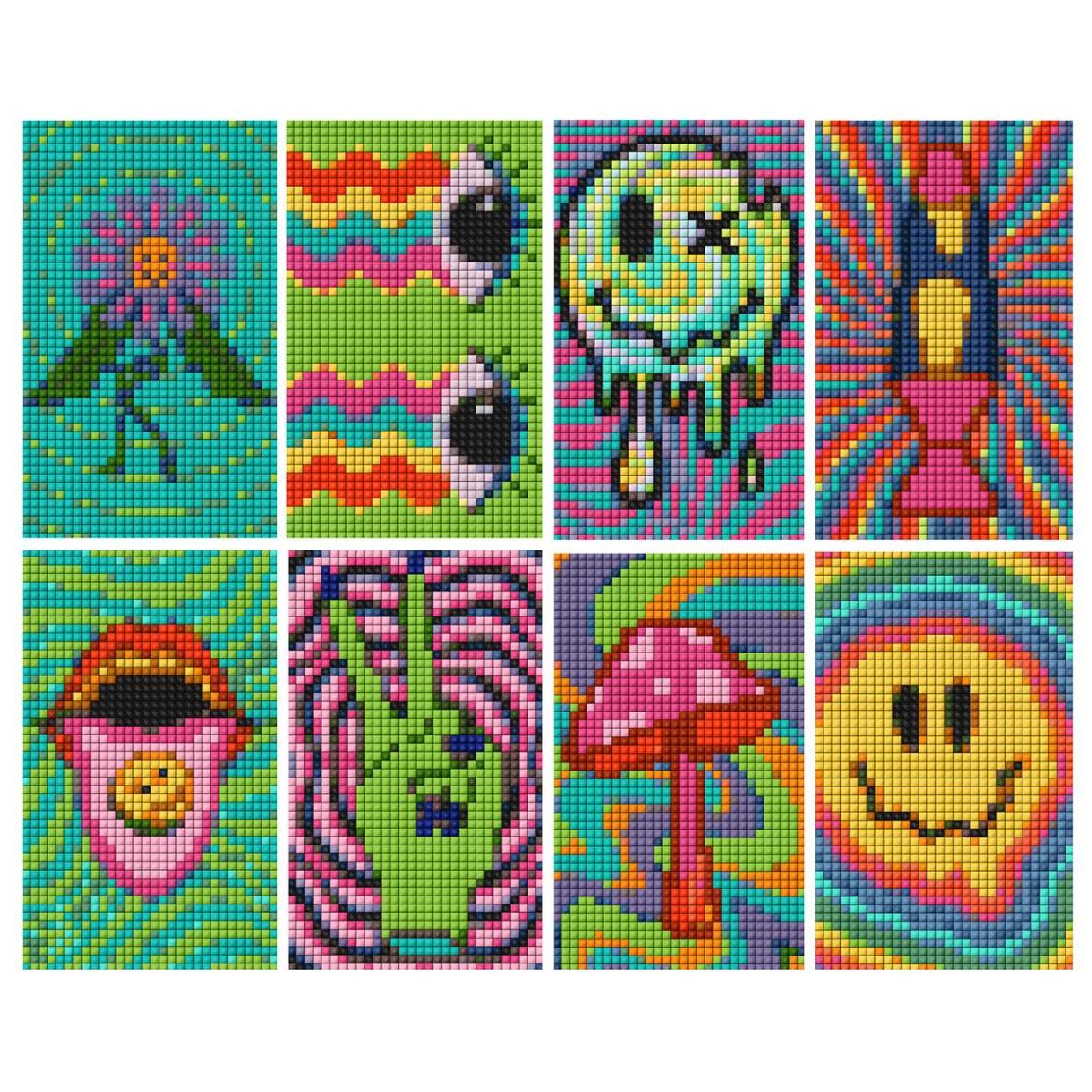 Stay Groovy Sparkle Minis 8 Canvas Kit-Square-DiamondArt.ca