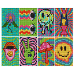 Stay Groovy Sparkle Minis 8 Canvas Kit-Square-DiamondArt.ca