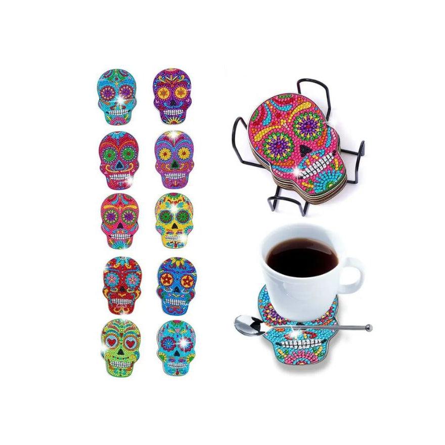 Sugar Skulls Coaster Set (10 pieces)-Special-DiamondArt.ca