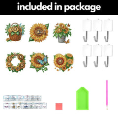 Sunflower Wall Hooks-Special-DiamondArt.ca