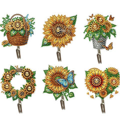 Sunflower Wall Hooks-Special-DiamondArt.ca