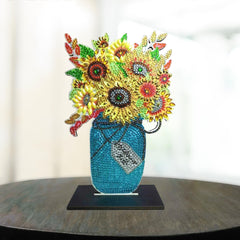 Sunflower Jar Wooden Tabletop Decoration-Sunflower Jar-DiamondArt.ca
