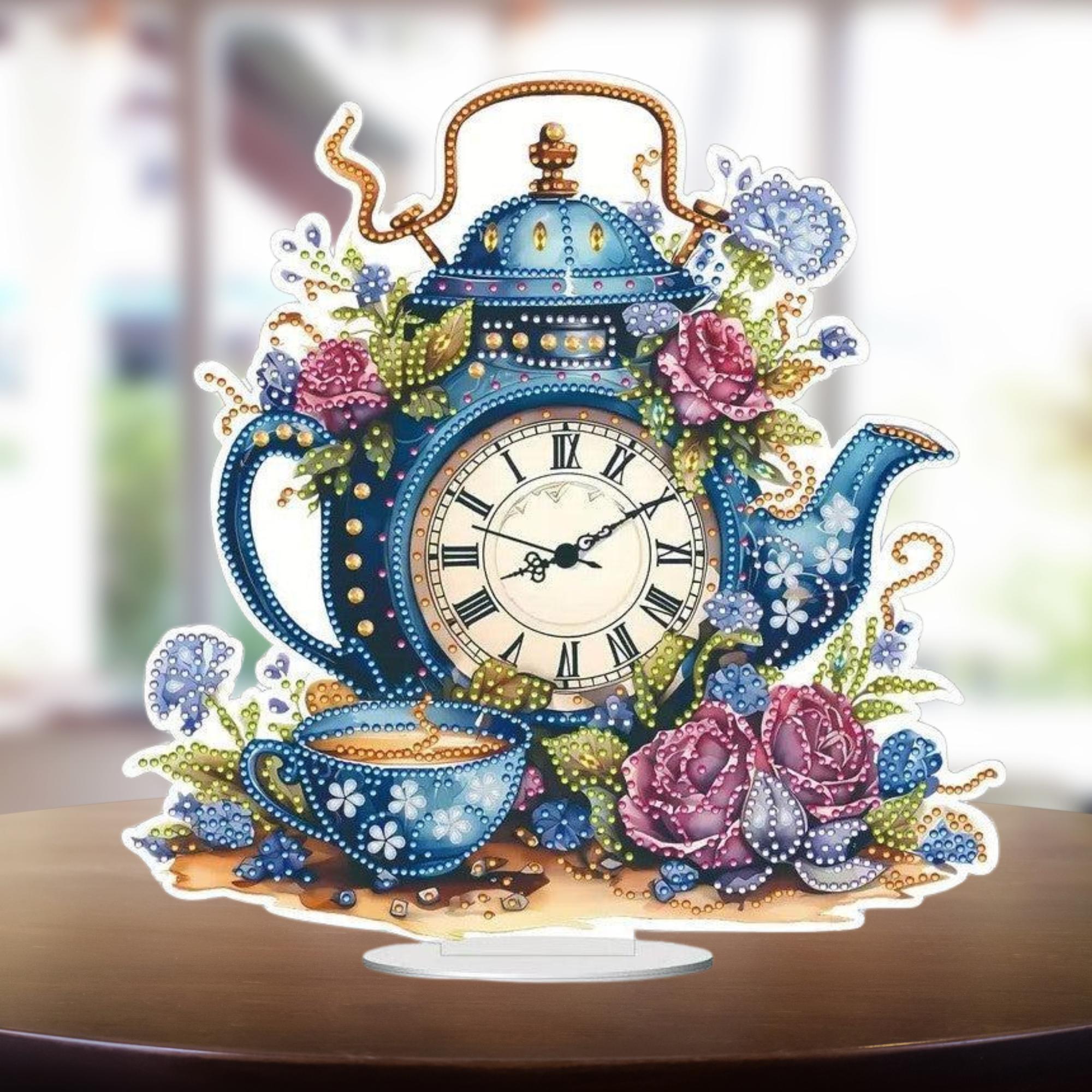 Tea Time Acrylic Clock-Special-DiamondArt.ca