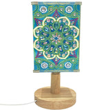 Teal Mandala LED Wooden Lamp