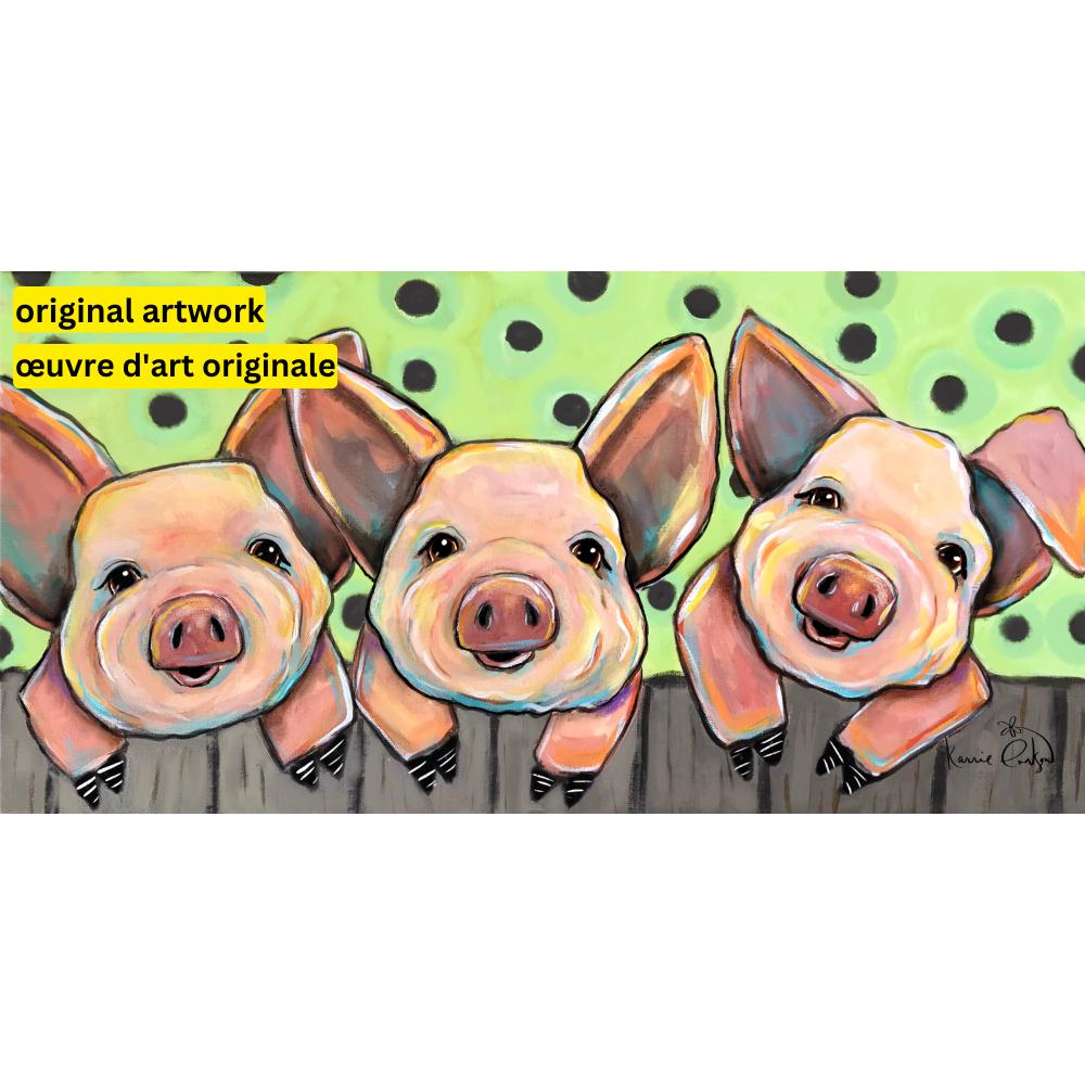 Three Little Pigs by Karrie Evenson-30x60cm-Square-DiamondArt.ca