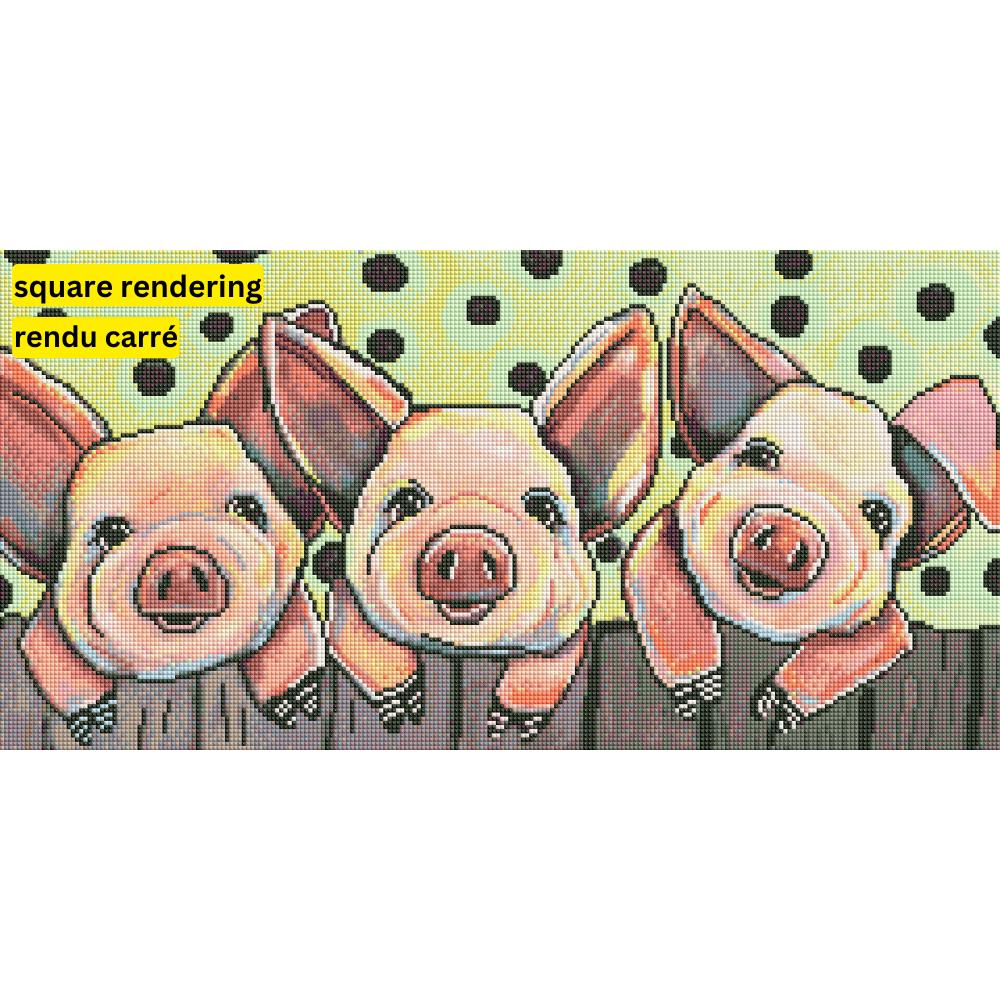 Three Little Pigs by Karrie Evenson-30x60cm-Square-DiamondArt.ca