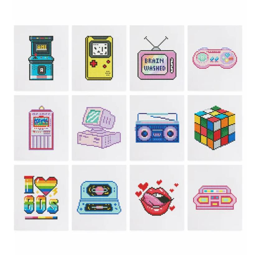 Throwback Classics Sparkle Minis 12 Canvas Kit-Square-DiamondArt.ca