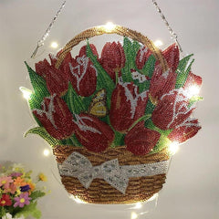 Red Tulips LED Wall Hanging-Special-DiamondArt.ca