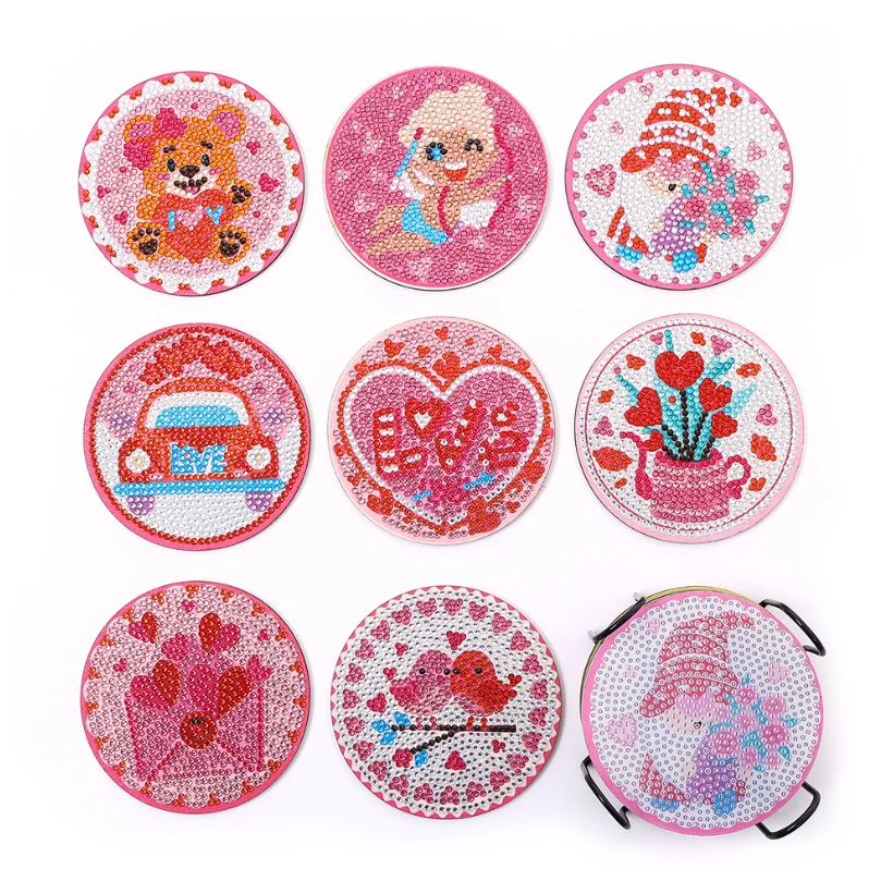 Valentine's Day Coaster Set (8 pieces)-Special-DiamondArt.ca