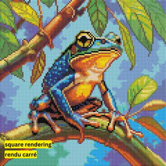 Vibrant Tree Frog by Hannah Green-30x30cm-Round-DiamondArt.ca
