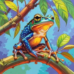 Vibrant Tree Frog by Hannah Green-30x30cm-Round-DiamondArt.ca