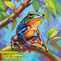 Vibrant Tree Frog by Hannah Green-30x30cm-Round-DiamondArt.ca