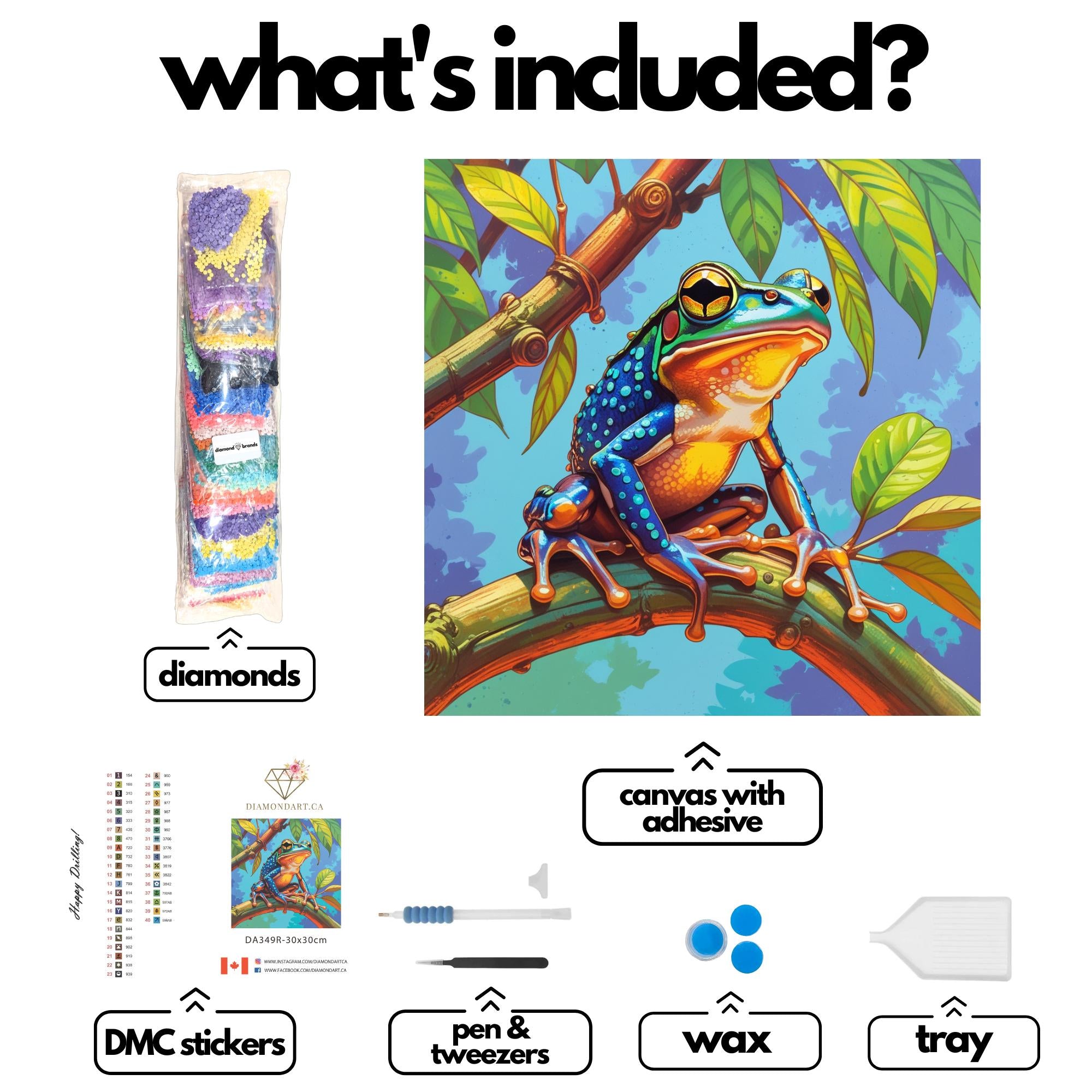 Vibrant Tree Frog by Hannah Green-30x30cm-Round-DiamondArt.ca