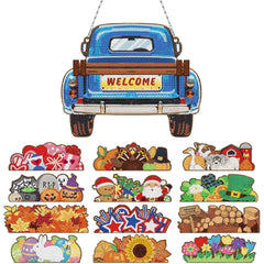 Welcome Wagon Wall Hanging with Changeable Accent Inserts-Special-DiamondArt.ca