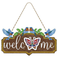 Acrylic Welcome Sign with Changeable Accent Plates-Special-DiamondArt.ca
