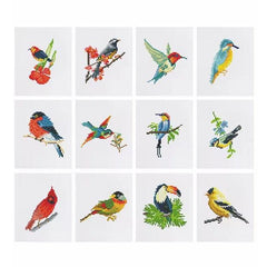 Wild Birds Sparkle Minis 12 Canvas Kit-Square-DiamondArt.ca