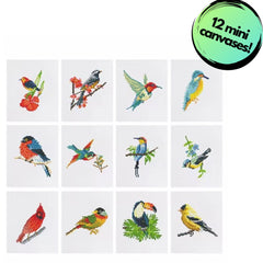 Wild Birds Sparkle Minis 12 Canvas Kit-Square-DiamondArt.ca