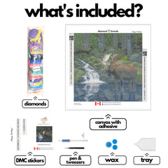 Woodland Moose by Chris Dobrowolski-40x40cm-Round-DiamondArt.ca