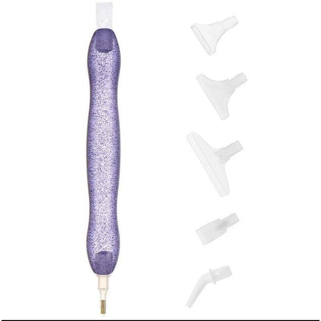 Chunky Acrylic Hand-Turned Drill Pen-Purple Glitter-DiamondArt.ca