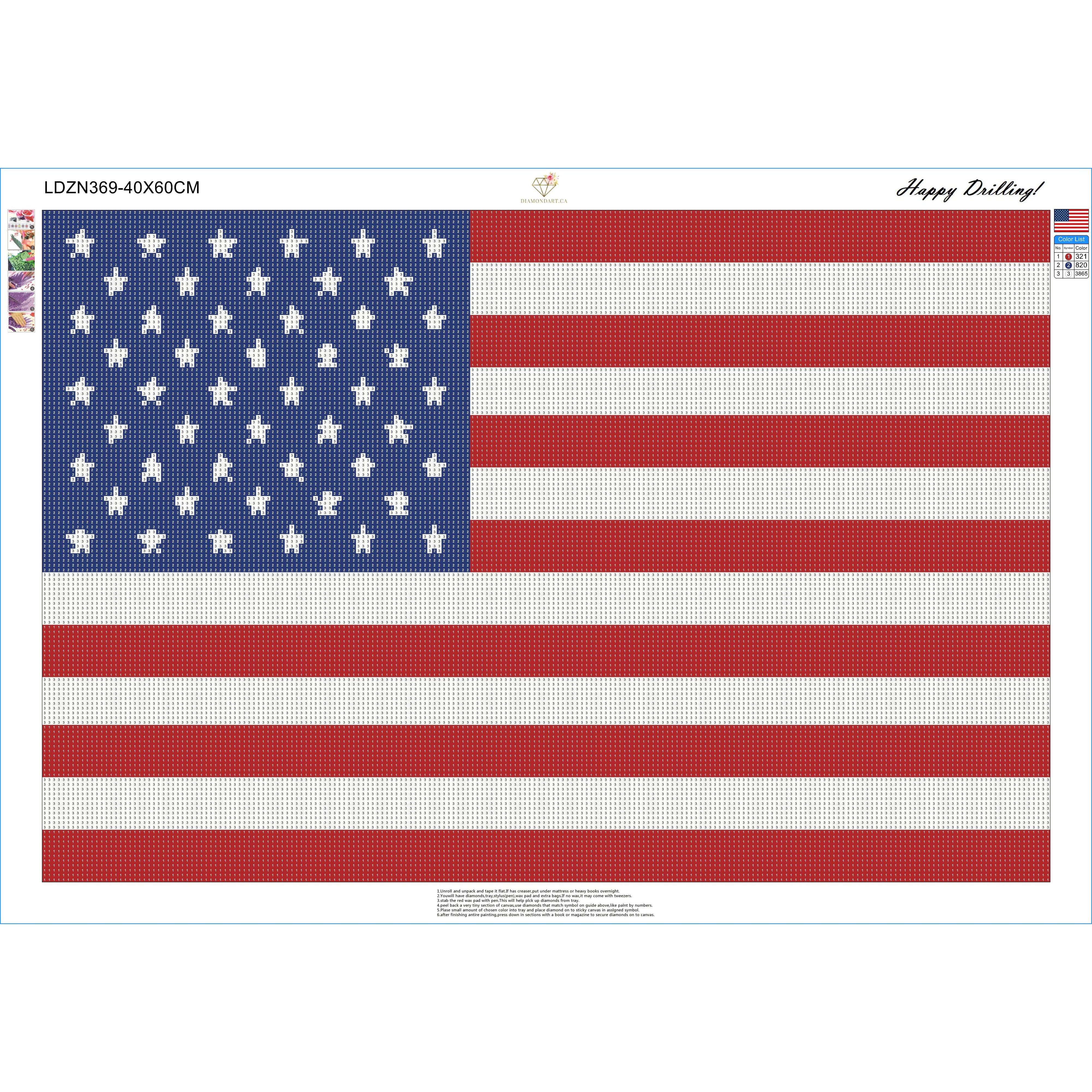 American Flag-45x65cm-Round-DiamondArt.ca