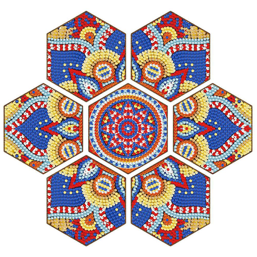 Blue Mandala Coaster Set (7 pieces)-Special-DiamondArt.ca
