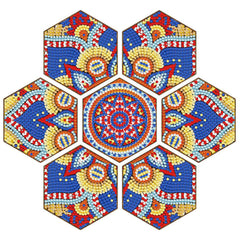 Blue Mandala Coaster Set (7 pieces)-Special-DiamondArt.ca