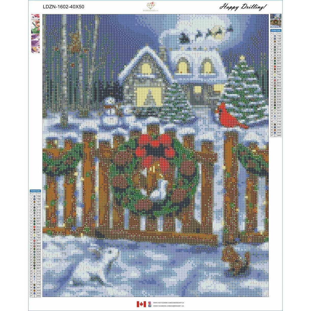 Christmas House by Alvina Kwong-45x55cm-Round-DiamondArt.ca