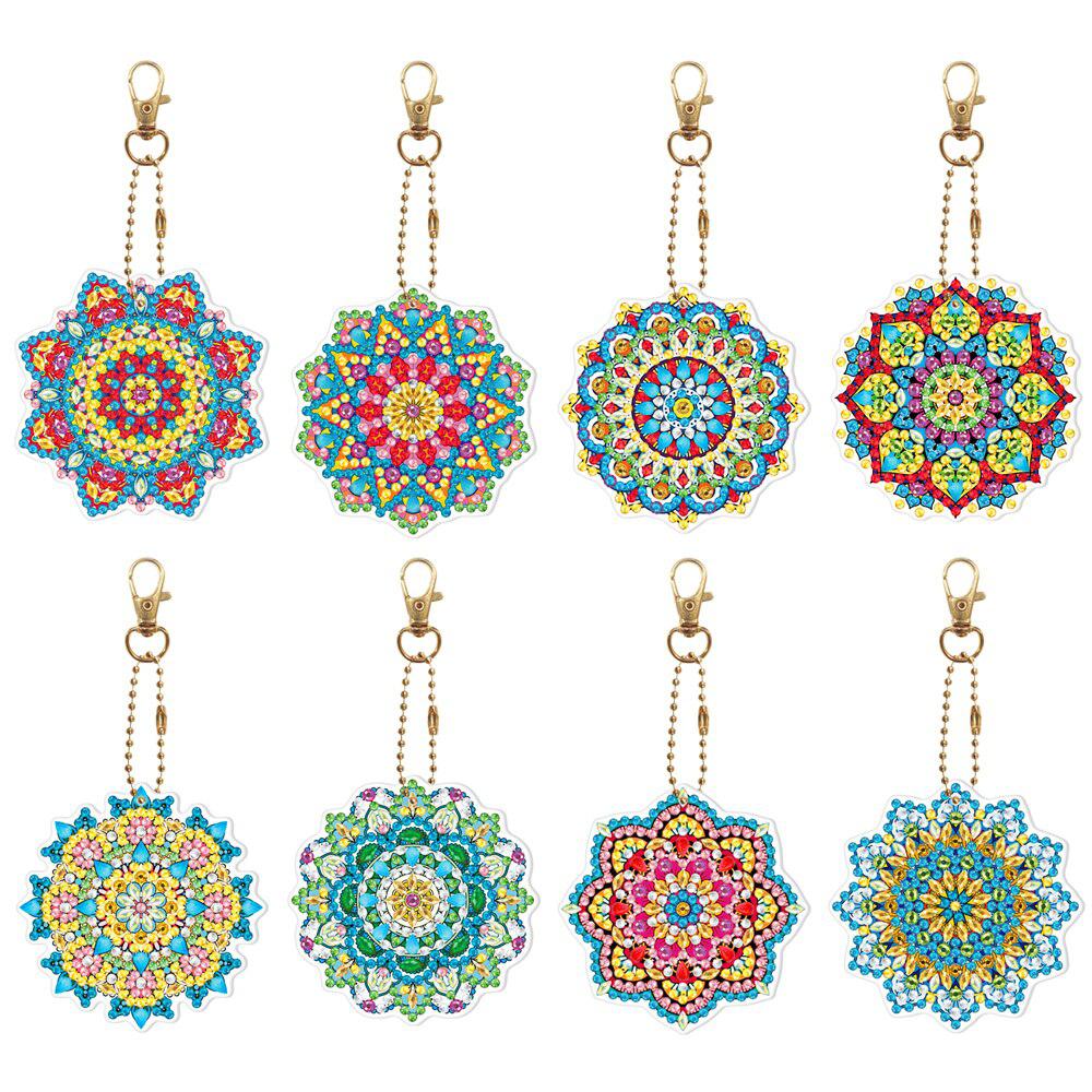 Colourful Mandalas Key Chain Kit (8 Pieces)-Special-DiamondArt.ca