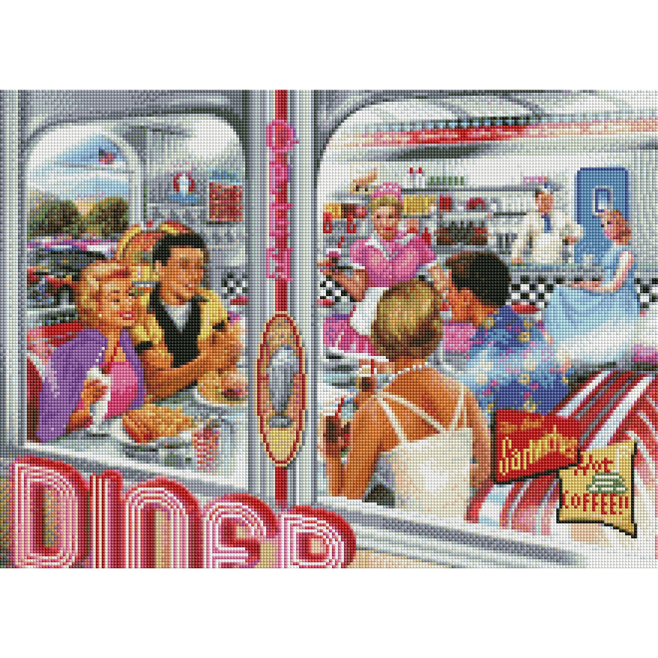 Diner Double Date by Bigelow Illustrations-45x60cm-Round-DiamondArt.ca