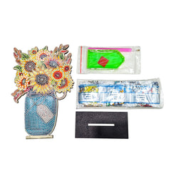 Sunflower Jar Wooden Tabletop Decoration-Sunflower Jar-DiamondArt.ca