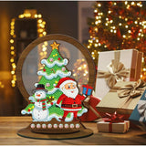 Faux Wood Christmas Tabletop Decoration-Holiday Friends-DiamondArt.ca