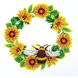 Honey Bee Sunflower Wreath-Honey Bee Sunflower-DiamondArt.ca