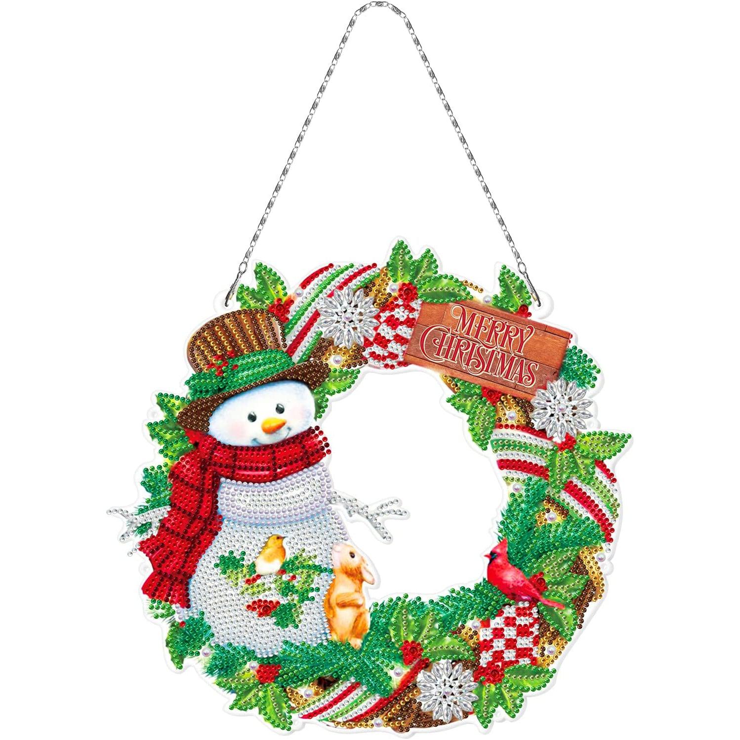 Jolly Snowman LED Wreath-Jolly Snowman-DiamondArt.ca