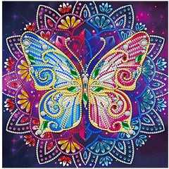 Multi-Glow Mandala Butterfly-25x25cm-Special-DiamondArt.ca