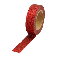 Red Glitter Washi Tape (1 Roll)-1 Roll-DiamondArt.ca